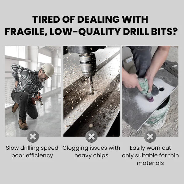 High strength 4 -Flute Serrated Eccentric Drill Bit Kit