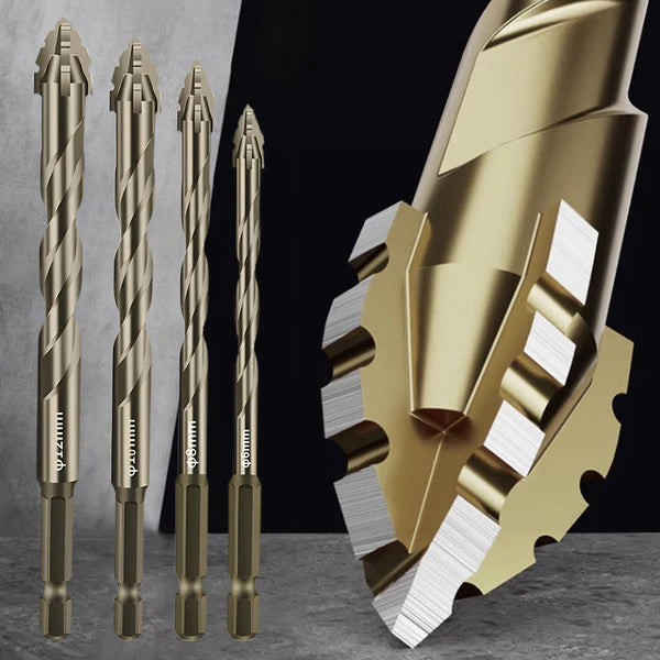 High strength 4 -Flute Serrated Eccentric Drill Bit Kit
