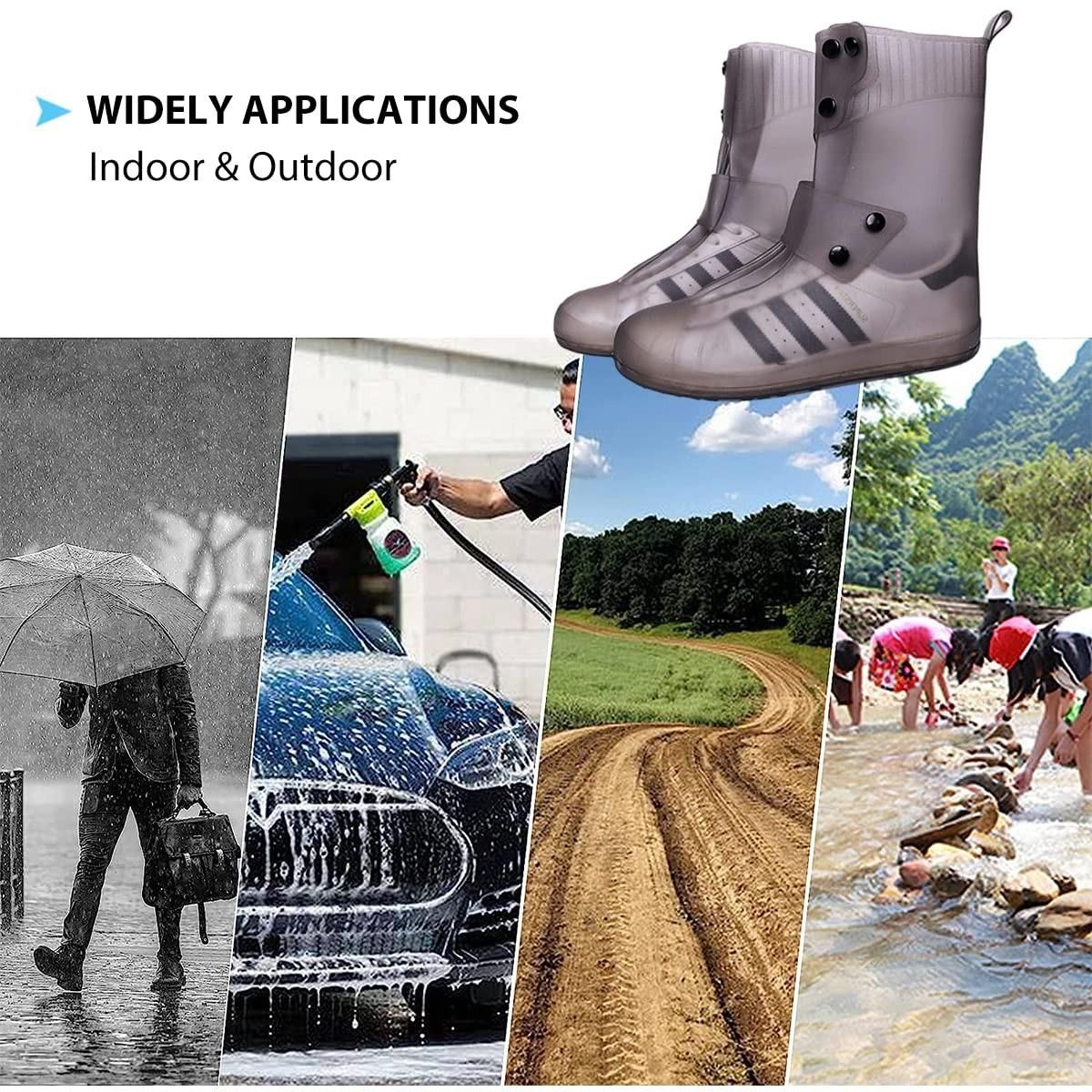 Silicone Rain Shoe Covers (Free Size - Fit For All)-10 inch tall