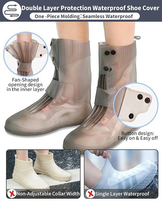 Silicone Rain Shoe Covers (Free Size - Fit For All)-10 inch tall
