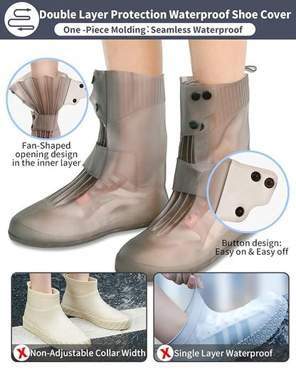 Silicone Rain Shoe Covers (Free Size - Fit For All)-10 inch tall