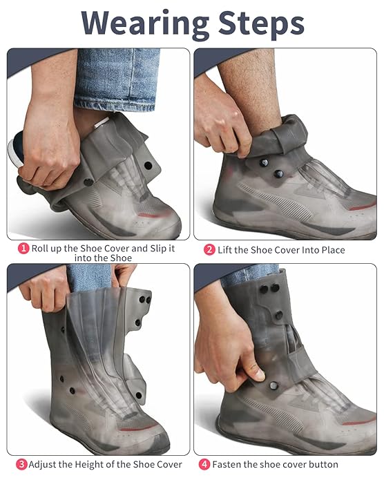 Silicone Rain Shoe Covers (Free Size - Fit For All)-10 inch tall