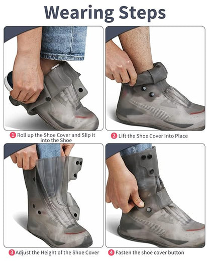 Silicone Rain Shoe Covers (Free Size - Fit For All)-10 inch tall