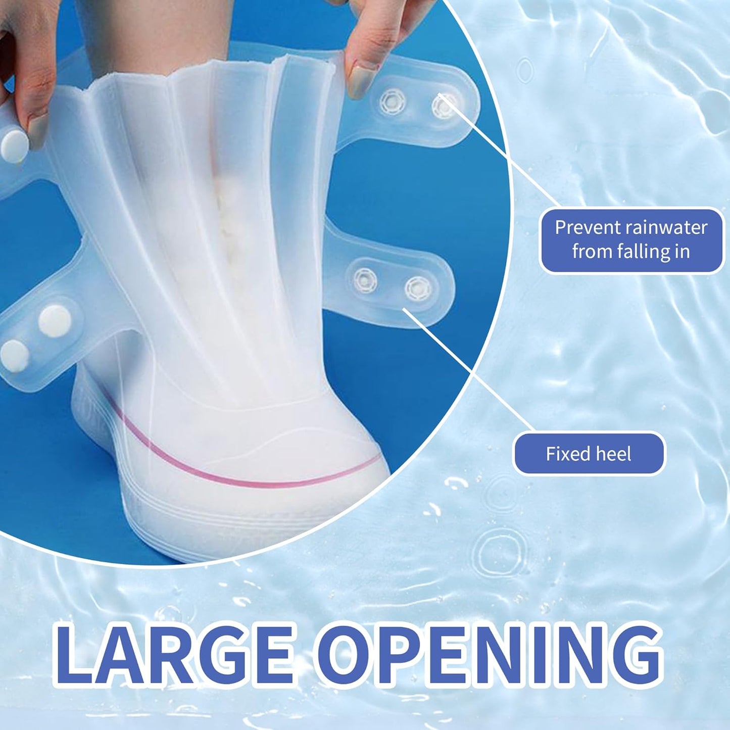 Silicone Rain Shoe Covers (Free Size - Fit For All)-10 inch tall