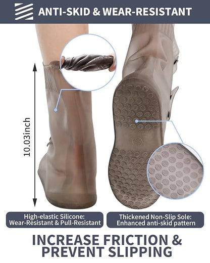 Silicone Rain Shoe Covers (Free Size - Fit For All)-10 inch tall