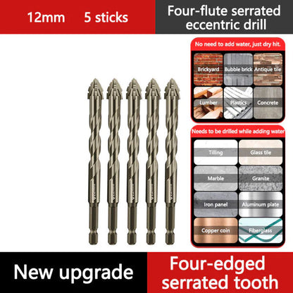 High strength 4 -Flute Serrated Eccentric Drill Bit Kit