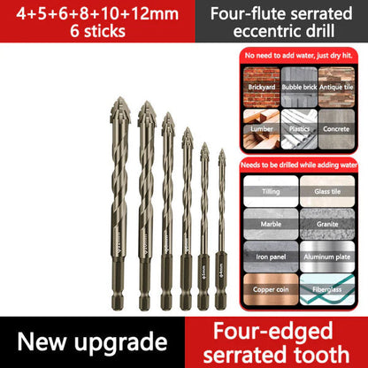 High strength 4 -Flute Serrated Eccentric Drill Bit Kit
